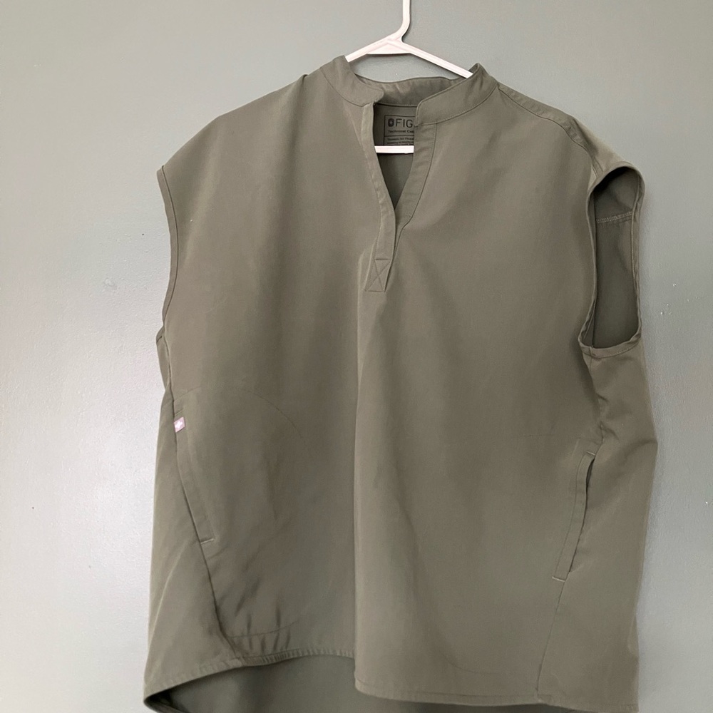 Figs Olive Green Sleeveless Medical Scrub Top
